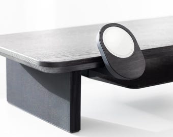 Black Oak Monitor Stand with MagSafe and Apple Watch Charger, Modular Desk Shelf