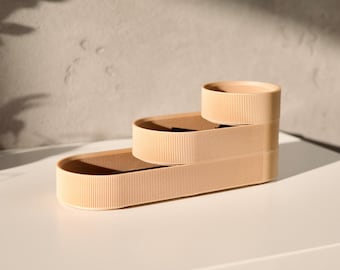 Desk Tray Stackable Set Oak Wood Veneer : Modular Workspace Organizer