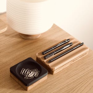 Personalized Oak Wood Desk Organizer: Custom Catch-All Tray