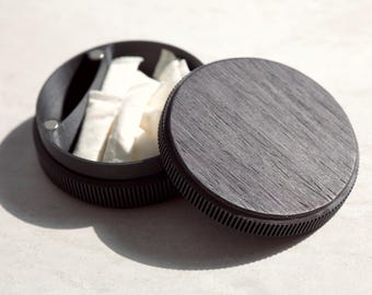 Nicotinehouder, gepersonaliseerde etui van zwart eikenhoutfineer, op maat gegraveerde snus-etui, EDC-cadeau voor mannen