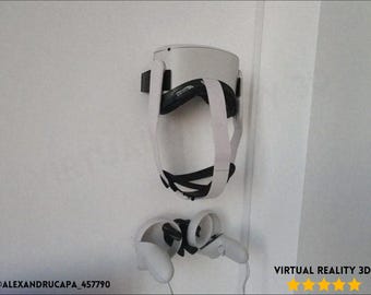 Soporte de pared para Oculus Quest 2 compatible con funda de VR, soporte para auriculares y controlador, organizador de pared que ahorra espacio para la configuración de Meta Quest 2