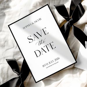 Modern Elegant Save the Date Invite, Editable Minimalist Wedding Announcement Template, Printable Save The Date, Instant Digital Download