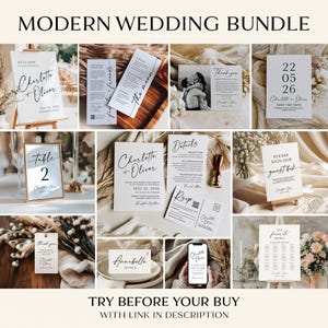Modern Wedding Bundle, Editable Minimalist Templates Wedding Stationery, Elegant Invitation Set, Large Wedding Bundle, Instant Download