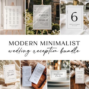 Modern Minimalist Wedding Reception Bundle, Editable Templates Wedding Stationery, Elegant Wedding Signage, Large Wedding Set Bundle