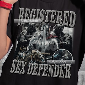 Camiseta gráfica retro vintage de los 90 de &quot;Defensor del Sexo Registrado&quot;, camisa de caballero medieval, caballero guerrero, algodón grueso unisex, idea de regalo, camiseta sarcástica