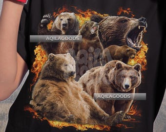 Camiseta retro vintage de oso de los 90, camisetas gráficas, camiseta unisex de algodón grueso, camiseta para amantes de la naturaleza, regalo de animales, ropa linda de vida silvestre, camiseta gráfica