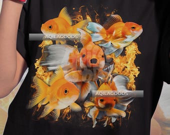 Goldfish 90s Vintage Retro Tee, Unisex T-Shirt, Summer Fish Art Shirt, Animal Lover Gift, Graphic Tee