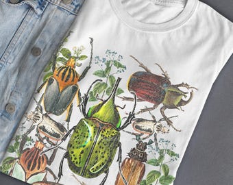 The Beetles Vintage 90er Jahre Grafik-T-Shirt, Unisex aus schwerer Baumwolle T-Shirt, Käfer-Liebhaber-Geschenk, Natur-Skarabäus-Coleoptera-T-Shirt, Insektenliebhaber-Shirt