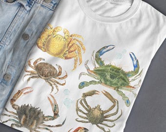 My Life is Crab Vintage 90s Graphic Shirt, Unisex Heavy Cotton Tee | Sea Life in Crab Design, Ocean T-Shirt, Beach Wear, Marine Animal