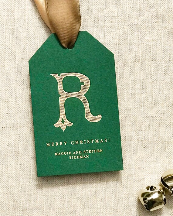Custom Monogram Gift Tag, Signature Lined Personalized Gift Tag for Gifts, Holidays, Weddings and More Il_570xn