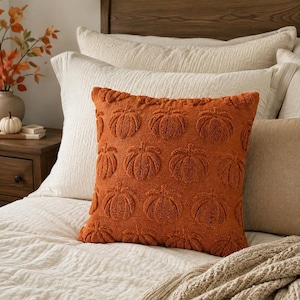 Fodera per cuscino a forma di zucca, cuscino autunnale trapuntato, accogliente decorazione autunnale, cuscino decorativo di Halloween, decorazioni per la casa del Ringraziamento