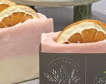 Citrus Rose Soap | Bergamot and Rose Clay Soap | Handmade Soap  | Artisan Soap | Vegan | Cold Process Soap