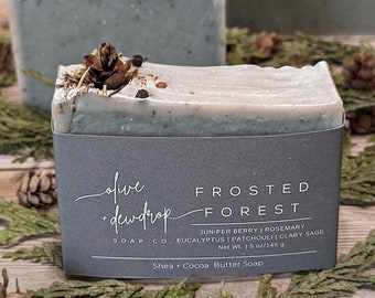 Frosted Forest Soap | Shea Butter Cocoa Butter Soap |Winter Soap | Woods Soap | Artisan Soap | Handmade Soap | All Natural Cold Process Soap