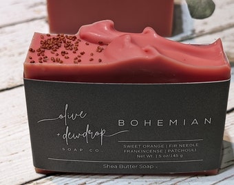 Bohemian Soap | Sweet Orange Lavender Fir Needle Patchouli Shea Butter Soap | Artisan Soap | Handmade Soap | Cold Process Soap