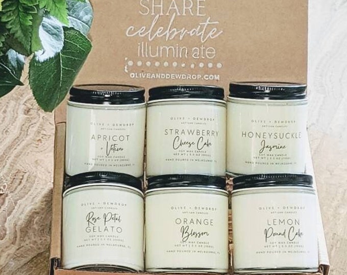 6 Soy Candle Gift Set | Choose Your Scents |Aromatherapy Gifts | Birthday Gifts | Gifts for Her | Best Friend Gifts | Candle Gift Box