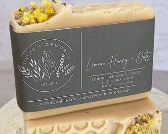 Lemon Honey + Oats Soap | Honey Soap | Oatmeal and Honey Soap | Artisan Soap |All Natural Soap | Palm Free | Cold Process Soap