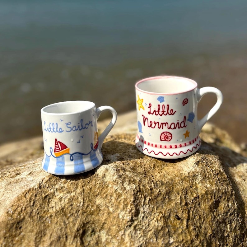 Left - Small 1/4 pint mug, Right - Regular 1/2 pint mug