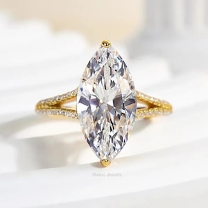Marquise Cut Lab Diamond Split Shank Ring, 1.50ct Marquise Lab Grown Diamond Ring, Engagement Ring For Her, IGI Certified, Proposal Ring