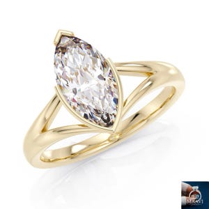 1.5 CT Marquise Cut Lab Grown Diamond Ring, Split Shank Marquise Diamond Engagement Ring, Proposal Ring, IGI certified, Lab Diamond Ring