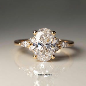 Bague de fiançailles ovale avec diamants cultivés en laboratoire de 2,00 carats, bague en or 14 carats avec diamants cultivés en laboratoire, bague en diamant certifiée IGI, alliance ovale