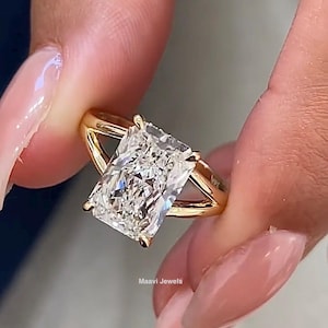 Radiant Cut Lab Grown Diamond Solitaire Engagement Ring, 2.00ct Radiant Cut Diamond Split Shank Ring, IGI Certified, Proposal Ring