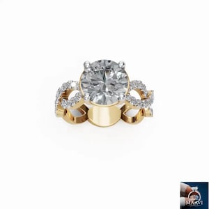 Round Cut Lab Grown Diamond Engagement Ring, 1.00ct Diamond Twisted Pave Ring, Anniversary Ring For Gift, IGI Certified, Proposal Ring