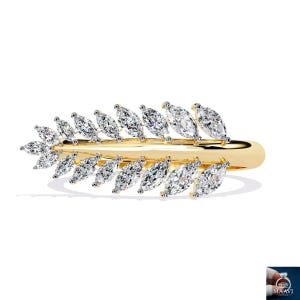 14K Gold  Marquise Cut Lab Grown Diamond leaf Ring, Marquise Cut Engagement Ring, Engagement Ring, Wedding Gift For Her, Promise Ring
