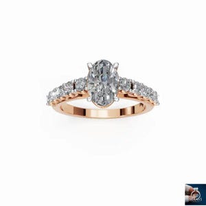 Oval Cut Lab Grown Diamond Pave Ring, 1.00ct Oval Diamond Engagement Ring, Lab Diamond Ring, Wedding Gift, Proposal Ring, IGI Certified