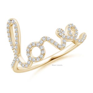 Anel redondo de diamante de laboratório com lapidação brilhante, anel com letra de diamante, anel de diamante personalizado, anel de presente de aniversário, aliança de casamento, anel para mãe