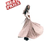 Vintage Plaid Corset Maxi Skirt High Waist Lace Up Button Detail A Line Long Skirt