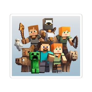 Minecraft-Inspired Kiss-Cut Stickers, Cute Character stickers, Fun Laptop Decor, Gamer Gift, Children&#39;s Party Favors
