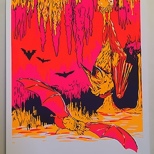 Bats in a cave print - two versions