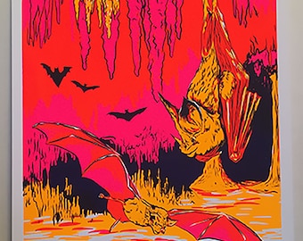 Bats in a cave print - two versions