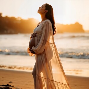 Boho Maternity Dress - Pregnancy Dress for photoshoot - Chiffon Gown for Photoshoot, Baby Shower & Beach Maternity Sessions