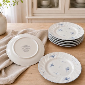 Villeroy & Boch Vieux Luxembourg Set med 6 desserttallrikar/salladstallrikar 20 cm blåvit vitroporslin