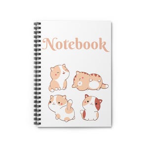 Cute Cat Spiral Notebook for Cat Lovers, Kawaii Stationery for School or Work, Cute Journal Gift Idea, Soft Aesthetic Notebook, Ruled Line