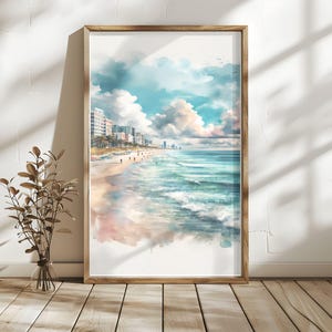 Coastal Beach Watercolor Art Print: Dreamscape Wall Decor (Digital Download)
