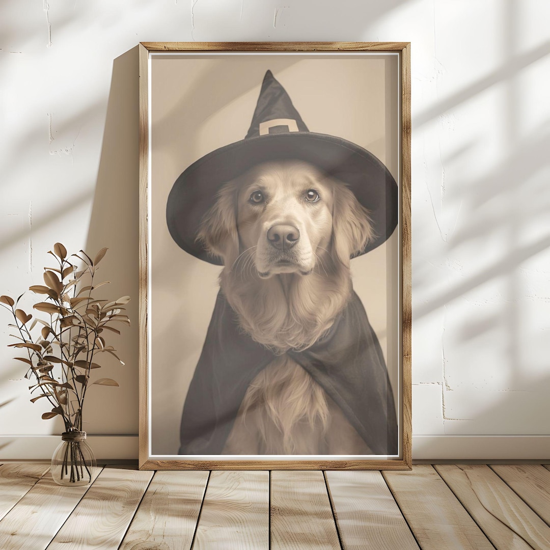 Golden Retriever Witch Portrait: Halloween Dog Art (digital Download ...