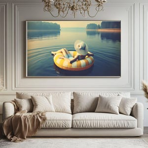 Lake House art, Retro Lake Home Artwork, Digital Download, Lake Home Decor, Housewarming Gift, Lake House Wall Art, Cottagecore Wall Art