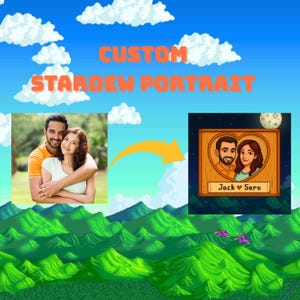 Custom Stardew Valley Couple Portrait | Personalized Pixel Art Poster | Gamer Gift, Anniversary or Wedding Present