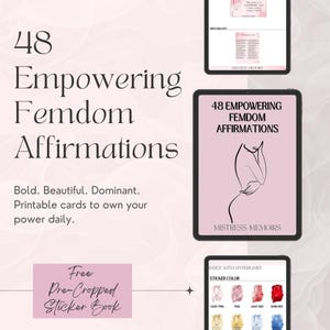 48 Affermazioni FemDom in PDF / Schede e liste stampabili per motivare / Bonus - Album digitale di adesivi con affermazioni FemDom