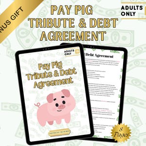 FemDom Tribute & Debt Agreement for FinDom + Bonus Scan to Pay QR Code Templates, Editable PayPig Contract, Financial Domination Templates