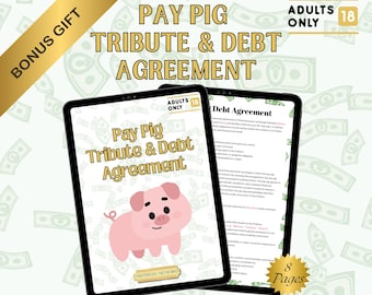FemDom Tribute & Debt Agreement for FinDom + Bonus Scan to Pay QR Code Templates, Editable PayPig Contract, Financial Domination Templates