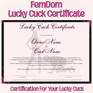 Lucky Cuck Certificate | Cuckold Ownership Printable | Editable Femdom Contract for Your Cuckold's Devotion | Cuck Affirmation Gift