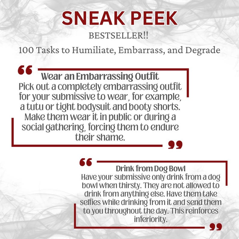 Ultimate Humiliation Tasks List | 100 Unique Degradation, Humiliation, Sissification Ideas | FemDom Training for Male Submissives image 4