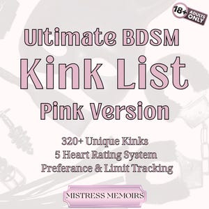 Ultimate Kink Negotiation List | 320 Unique Kinks | Checklist and Kink Rating System | D/s Kink List for FemDom, Dom and Sub | Pink Design