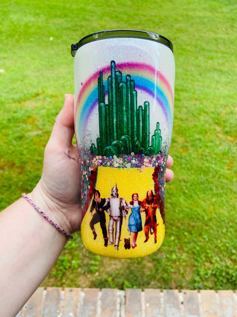 Wizard of Oz tumbler, Oz Tumbler, glitter Tumbler, personalized tumbler 