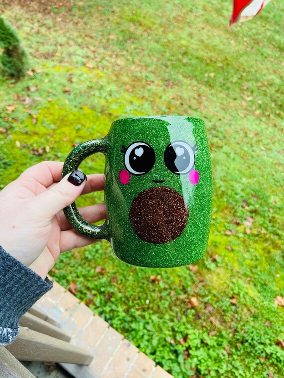 Avocado, Cutesy Avocado, Glitter Tumbler, Custom Tumbler, avocado cup.