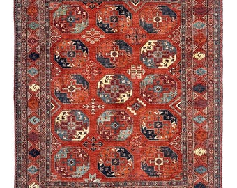 8x10 RED KHIVA Hand Knotted Rug - Veg colors Afghan wool Oriental rug - Rugs for Living room - Bedroom rug - 8&#39;0x9&#39;9