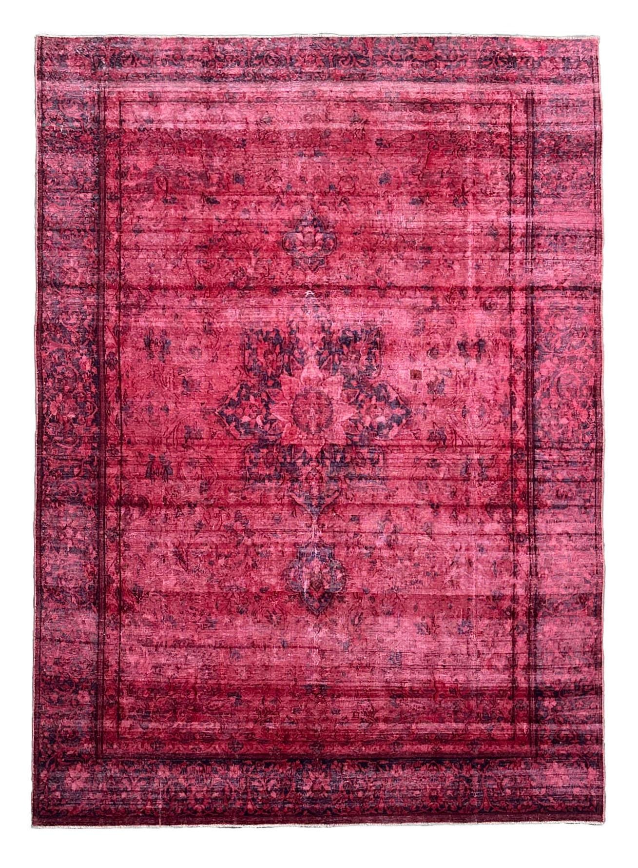 8x10 Pink Turkish Vintage Overdyed Wool Rug-Handknotted Abstract Decorative Area Rug- Ideal for Bedroom & Living Room -Ft (7.7x10.6)